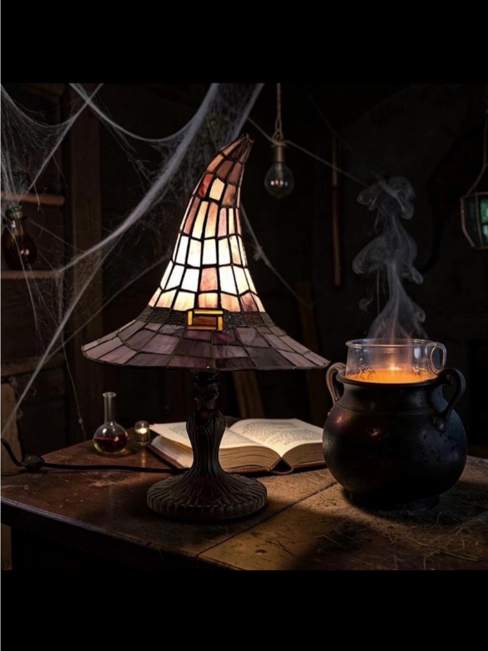 Cracker Barrel Stained Glass Witch Hat Lamp Halloween Decor Viral Tiktok